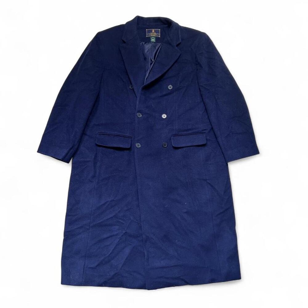 Lauren Ralph Lauren Vintage Blue Cashmere Wool Overcoat Trench Long Jacket 2X